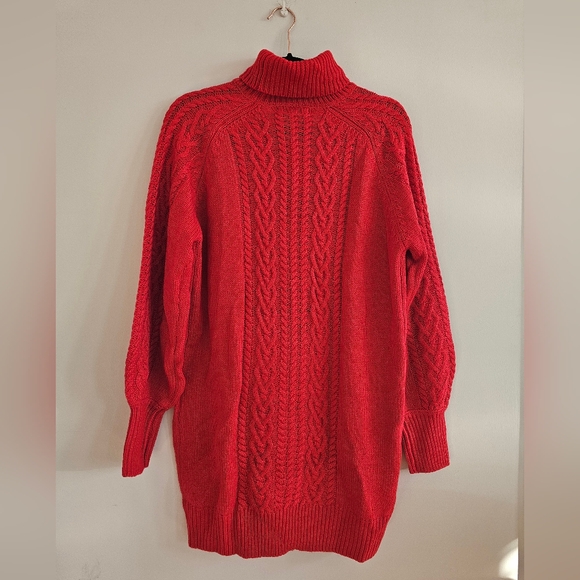 Francesca's Vibrant Red Turtleneck Sweater Dress - Picture 4 of 8